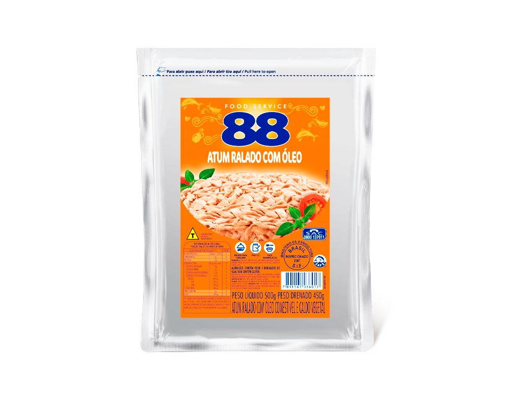 ATUM RALADO EM ÓLEO POUCH 88 500 G (CX 12 PCT)